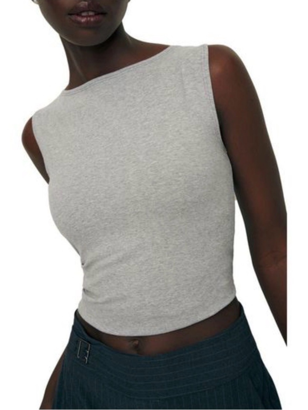Reformation Dusk top Light Gray Sleeveless Boatneck Tank